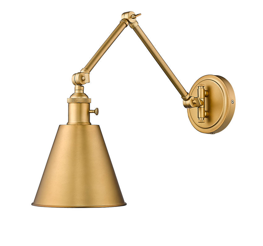 Z-Lite Gayson 8" 1-Light Rubbed Brass Steel and Clear Glass Shade Wall Sconce