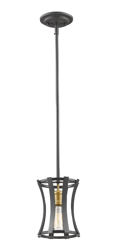 Z-Lite Geist 7" 1-Light Bronze Gold Steel Pendant Light