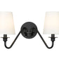 Z-Lite Gianna 20" 2-Light Matte Black Steel and White Fabric Shade Wall Sconce