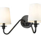 Z-Lite Gianna 20" 2-Light Matte Black Steel and White Fabric Shade Wall Sconce