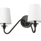 Z-Lite Gianna 20" 2-Light Matte Black Steel and White Fabric Shade Wall Sconce