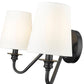 Z-Lite Gianna 20" 2-Light Matte Black Steel and White Fabric Shade Wall Sconce