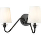 Z-Lite Gianna 20" 2-Light Matte Black Steel and White Fabric Shade Wall Sconce
