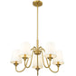 Z-Lite Gianna 26" 5-Light Modern Gold Steel and White Fabric Shade Chandelier