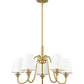 Z-Lite Gianna 26" 5-Light Modern Gold Steel and White Fabric Shade Chandelier