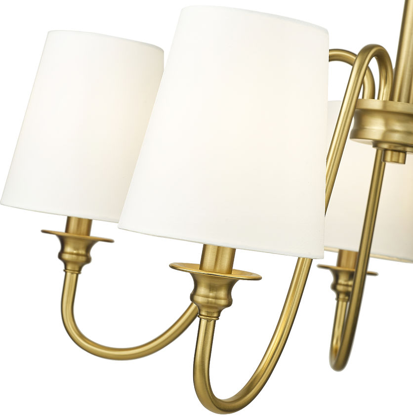 Z-Lite Gianna 26" 5-Light Modern Gold Steel and White Fabric Shade Chandelier