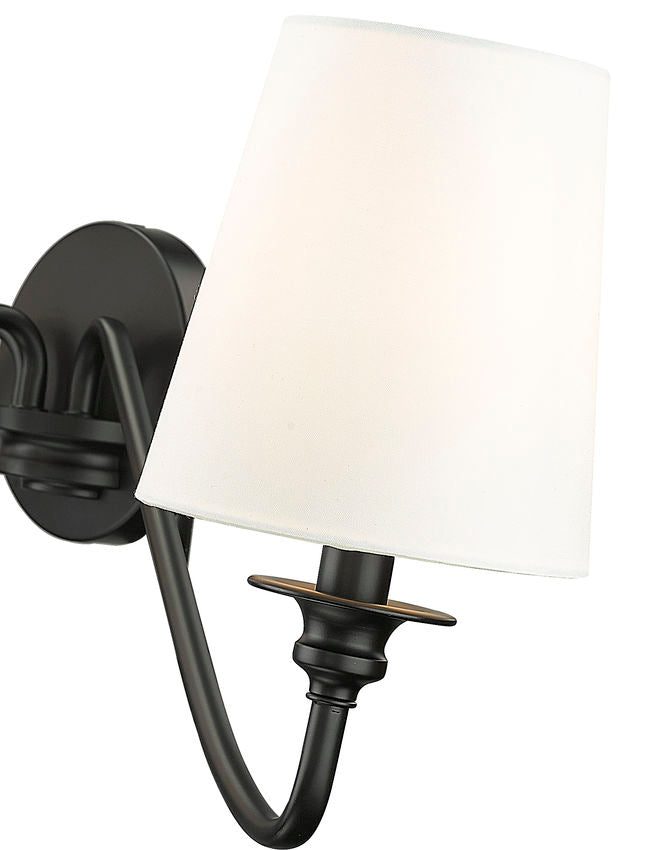 Z-Lite Gianna 32" 3-Light Matte Black Steel and White Fabric Shade Wall Sconce