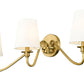 Z-Lite Gianna 32" 3-Light Modern Gold Steel and White Fabric Shade Wall Sconce