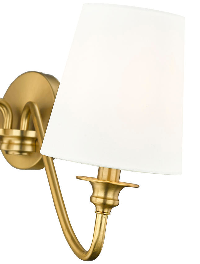 Z-Lite Gianna 32" 3-Light Modern Gold Steel and White Fabric Shade Wall Sconce