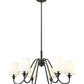 Z-Lite Gianna 32" 6-Light Matte Black Steel and White Fabric Shade Chandelier