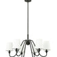 Z-Lite Gianna 32" 6-Light Matte Black Steel and White Fabric Shade Chandelier