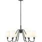 Z-Lite Gianna 32" 6-Light Matte Black Steel and White Fabric Shade Chandelier