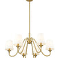 Z-Lite Gianna 32" 6-Light Modern Gold Steel and White Fabric Shade Chandelier