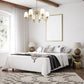 Z-Lite Gianna 32" 6-Light Modern Gold Steel and White Fabric Shade Chandelier