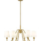 Z-Lite Gianna 32" 6-Light Modern Gold Steel and White Fabric Shade Chandelier