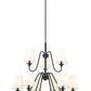 Z-Lite Gianna 32" 9-Light Matte Black Steel and White Fabric Shade Chandelier