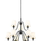 Z-Lite Gianna 32" 9-Light Matte Black Steel and White Fabric Shade Chandelier