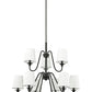 Z-Lite Gianna 32" 9-Light Matte Black Steel and White Fabric Shade Chandelier