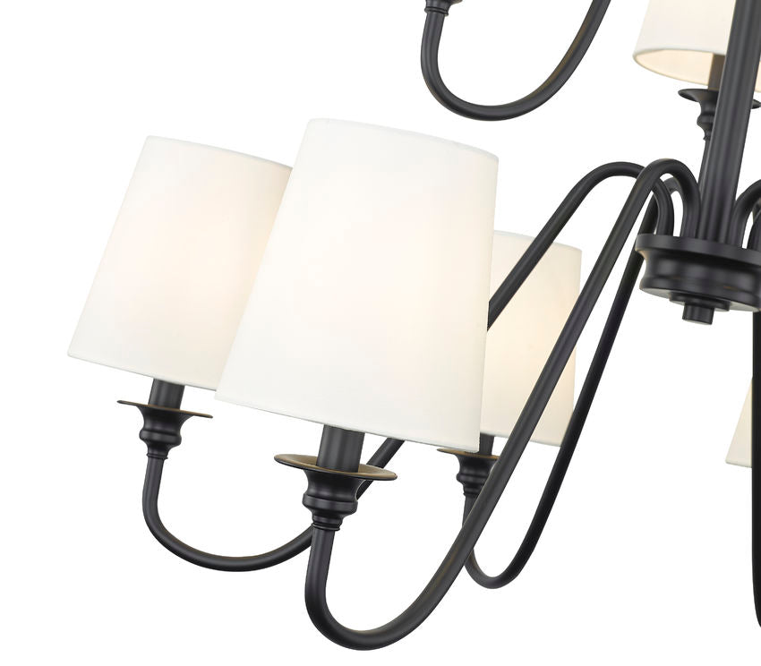 Z-Lite Gianna 32" 9-Light Matte Black Steel and White Fabric Shade Chandelier
