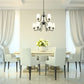 Z-Lite Gianna 32" 9-Light Matte Black Steel and White Fabric Shade Chandelier