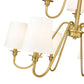 Z-Lite Gianna 32" 9-Light Modern Gold Steel and White Fabric Shade Chandelier