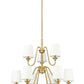 Z-Lite Gianna 32" 9-Light Modern Gold Steel and White Fabric Shade Chandelier