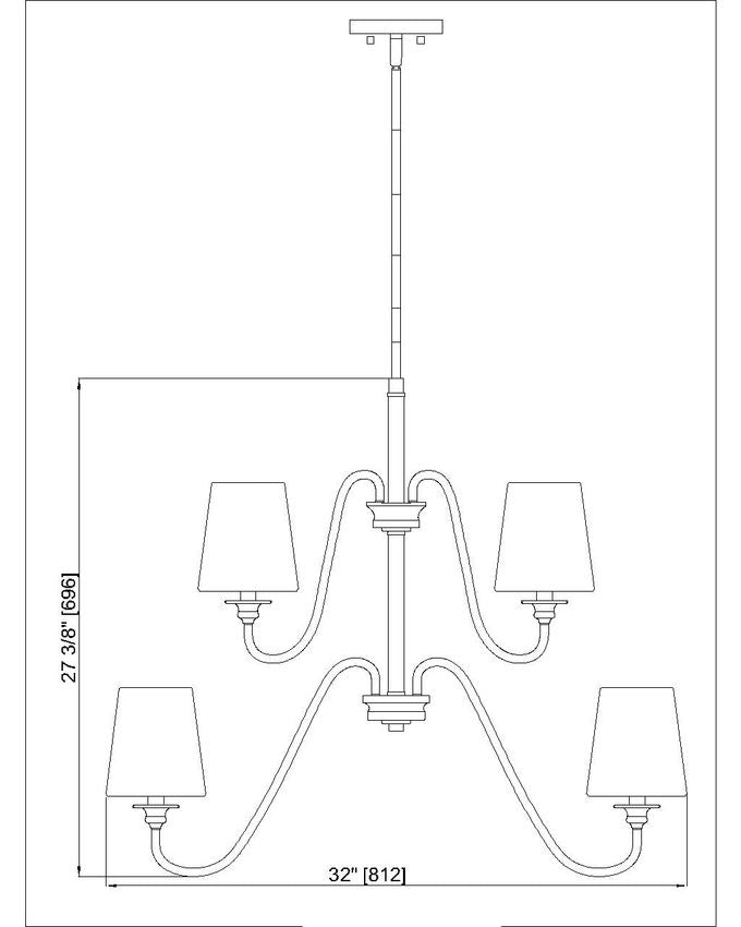 Z-Lite Gianna 32" 9-Light Modern Gold Steel and White Fabric Shade Chandelier