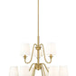 Z-Lite Gianna 32" 9-Light Modern Gold Steel and White Fabric Shade Chandelier