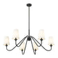 Z-Lite Gianna 46" 6-Light Matte Black Steel and White Fabric Shade Chandelier