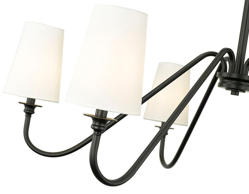 Z-Lite Gianna 46" 6-Light Matte Black Steel and White Fabric Shade Chandelier