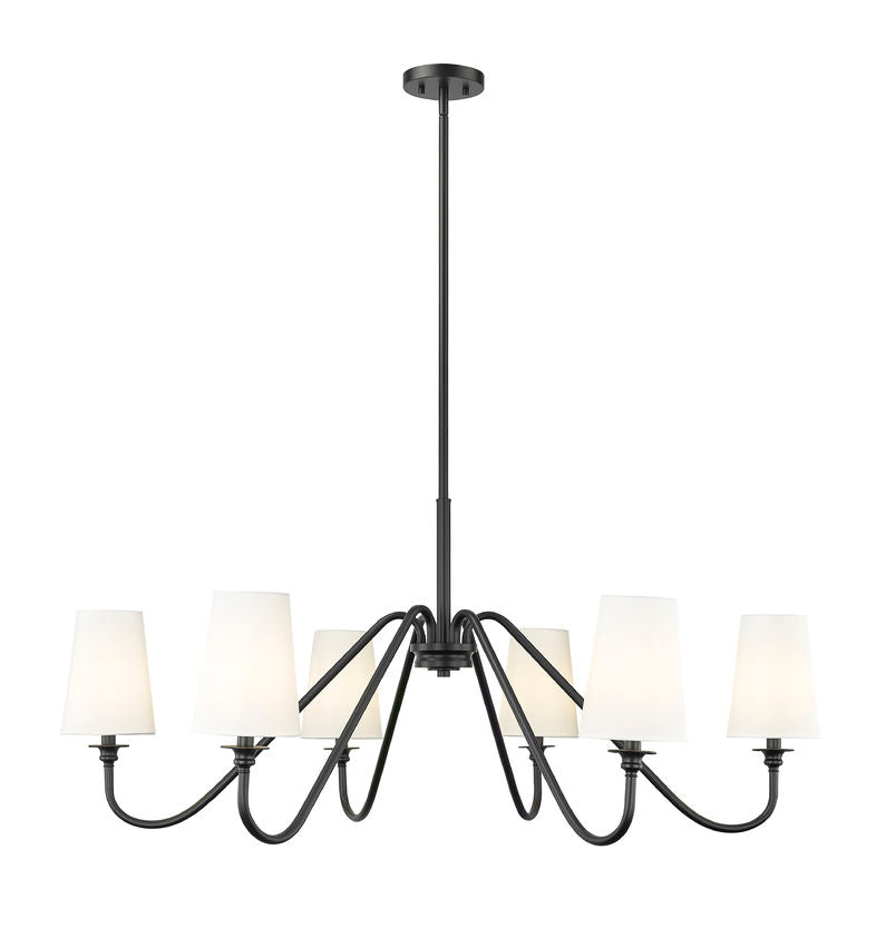 Z-Lite Gianna 46" 6-Light Matte Black Steel and White Fabric Shade Chandelier