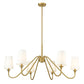 Z-Lite Gianna 46" 6-Light Modern Gold Steel and White Fabric Shade Chandelier