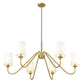 Z-Lite Gianna 46" 6-Light Modern Gold Steel and White Fabric Shade Chandelier