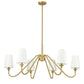 Z-Lite Gianna 46" 6-Light Modern Gold Steel and White Fabric Shade Chandelier