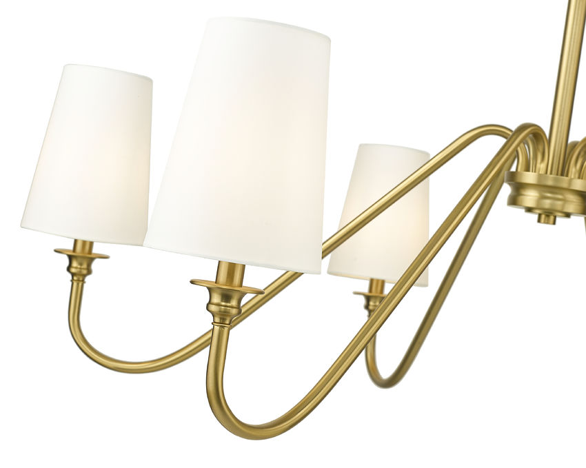 Z-Lite Gianna 46" 6-Light Modern Gold Steel and White Fabric Shade Chandelier