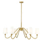 Z-Lite Gianna 46" 6-Light Modern Gold Steel and White Fabric Shade Chandelier
