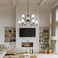 Z-Lite Gianna 46" 9-Light Matte Black Steel and White Fabric Shade Chandelier