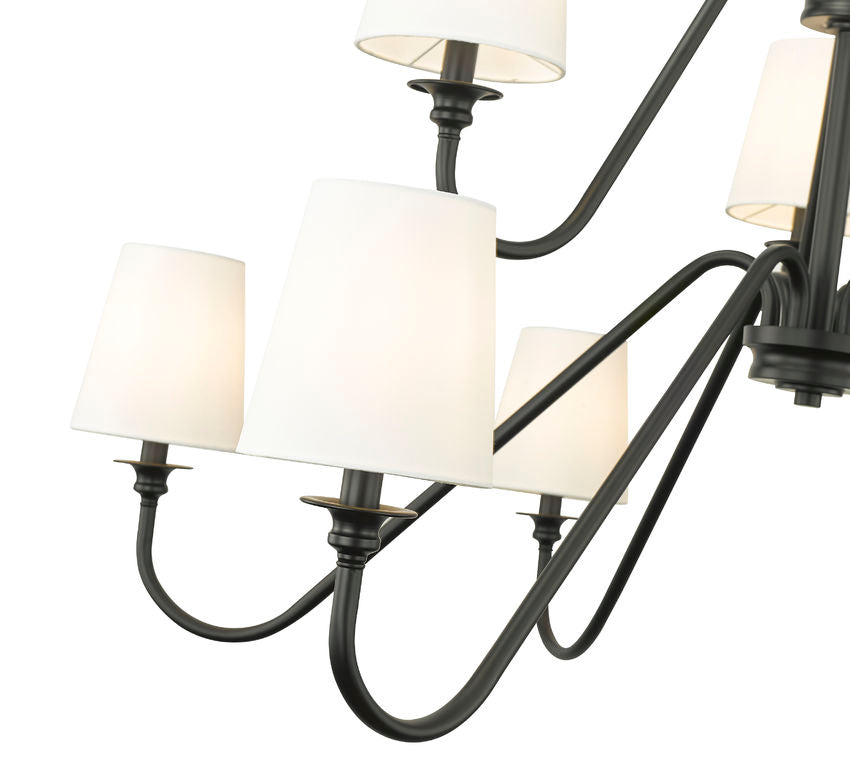 Z-Lite Gianna 46" 9-Light Matte Black Steel and White Fabric Shade Chandelier