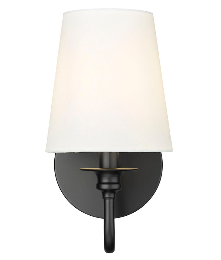 Z-Lite Gianna 6" 1-Light Matte Black Steel and White Fabric Shade Wall Sconce