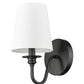 Z-Lite Gianna 6" 1-Light Matte Black Steel and White Fabric Shade Wall Sconce
