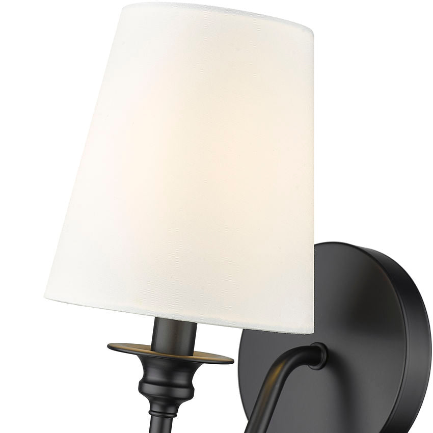 Z-Lite Gianna 6" 1-Light Matte Black Steel and White Fabric Shade Wall Sconce