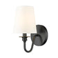 Z-Lite Gianna 6" 1-Light Matte Black Steel and White Fabric Shade Wall Sconce