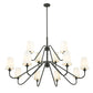 Z-Lite Gianna 60" 12-Light Matte Black Steel and White Fabric Shade Chandelier