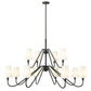 Z-Lite Gianna 60" 12-Light Matte Black Steel and White Fabric Shade Chandelier