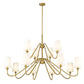 Z-Lite Gianna 60" 12-Light Modern Gold Steel and White Fabric Shade Chandelier