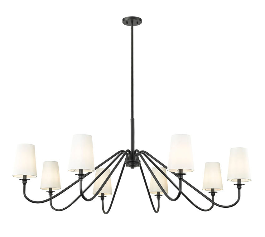 Z-Lite Gianna 60" 8-Light Matte Black Steel and White Fabric Shade Chandelier