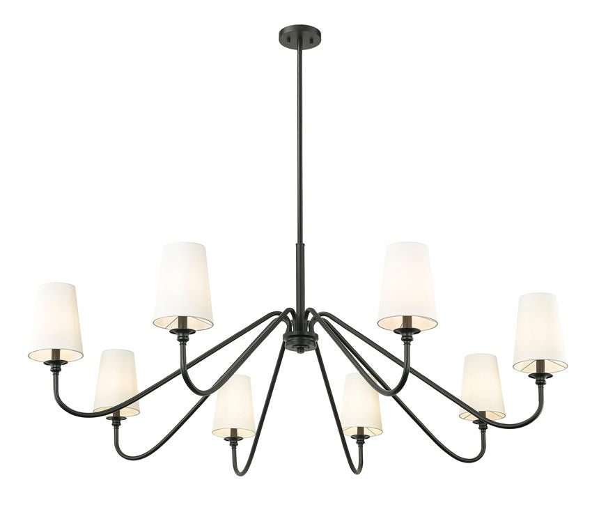 Z-Lite Gianna 60" 8-Light Matte Black Steel and White Fabric Shade Chandelier