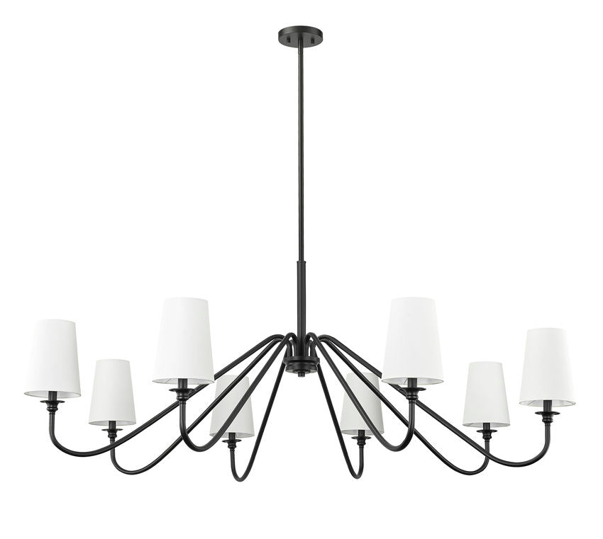 Z-Lite Gianna 60" 8-Light Matte Black Steel and White Fabric Shade Chandelier