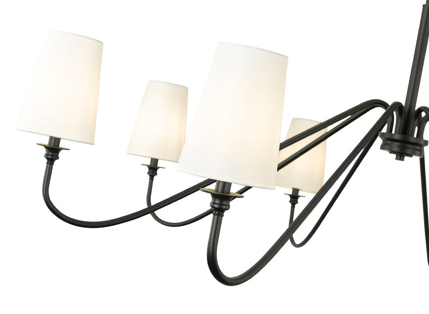 Z-Lite Gianna 60" 8-Light Matte Black Steel and White Fabric Shade Chandelier