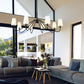 Z-Lite Gianna 60" 8-Light Matte Black Steel and White Fabric Shade Chandelier